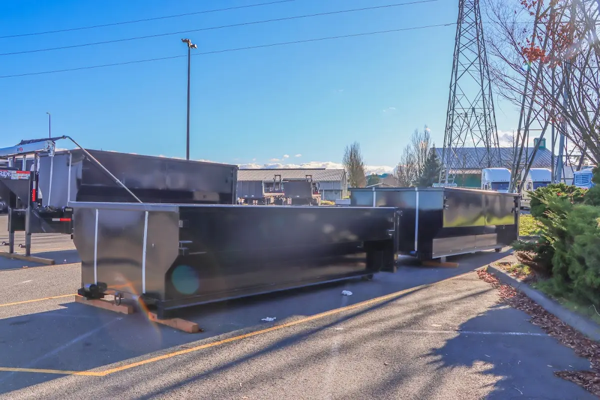 Roll-off dumpster ready for waste disposal at job site for Concrete Dumpster Rental in Clearfield